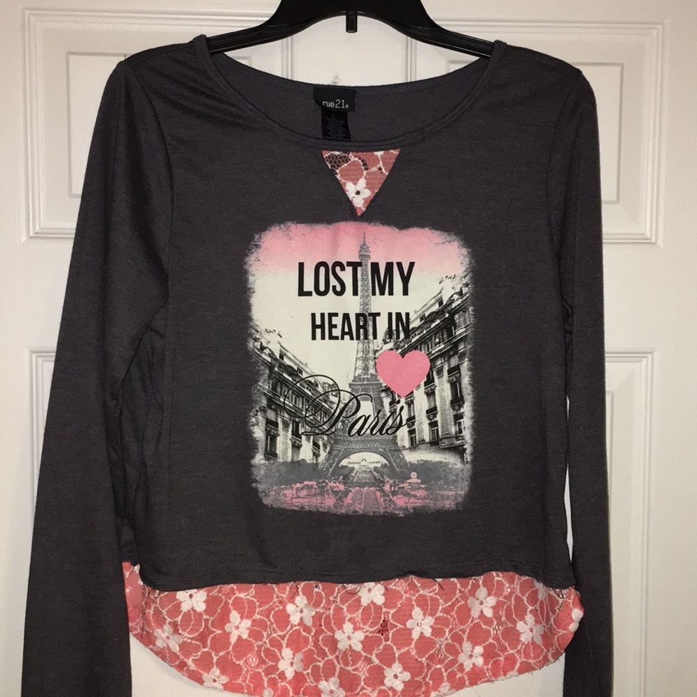 Grey sweatshirt with lace detail!